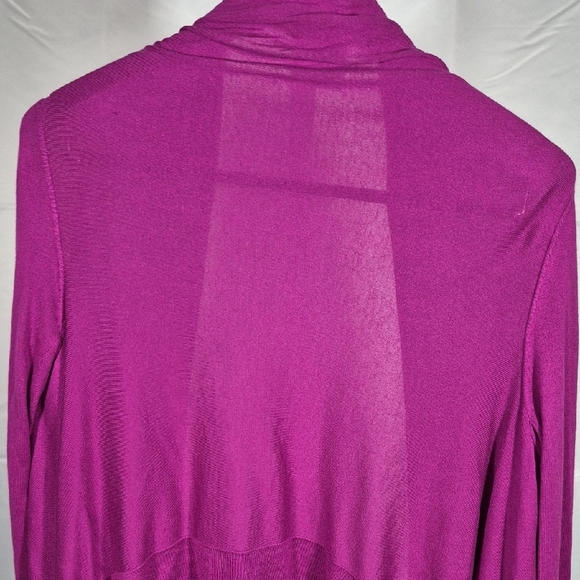 Open Drape Fuchia Shawl Cardigan, Flawed But Stunning, Silk And Cashmere Blend - Picture 5 of 11